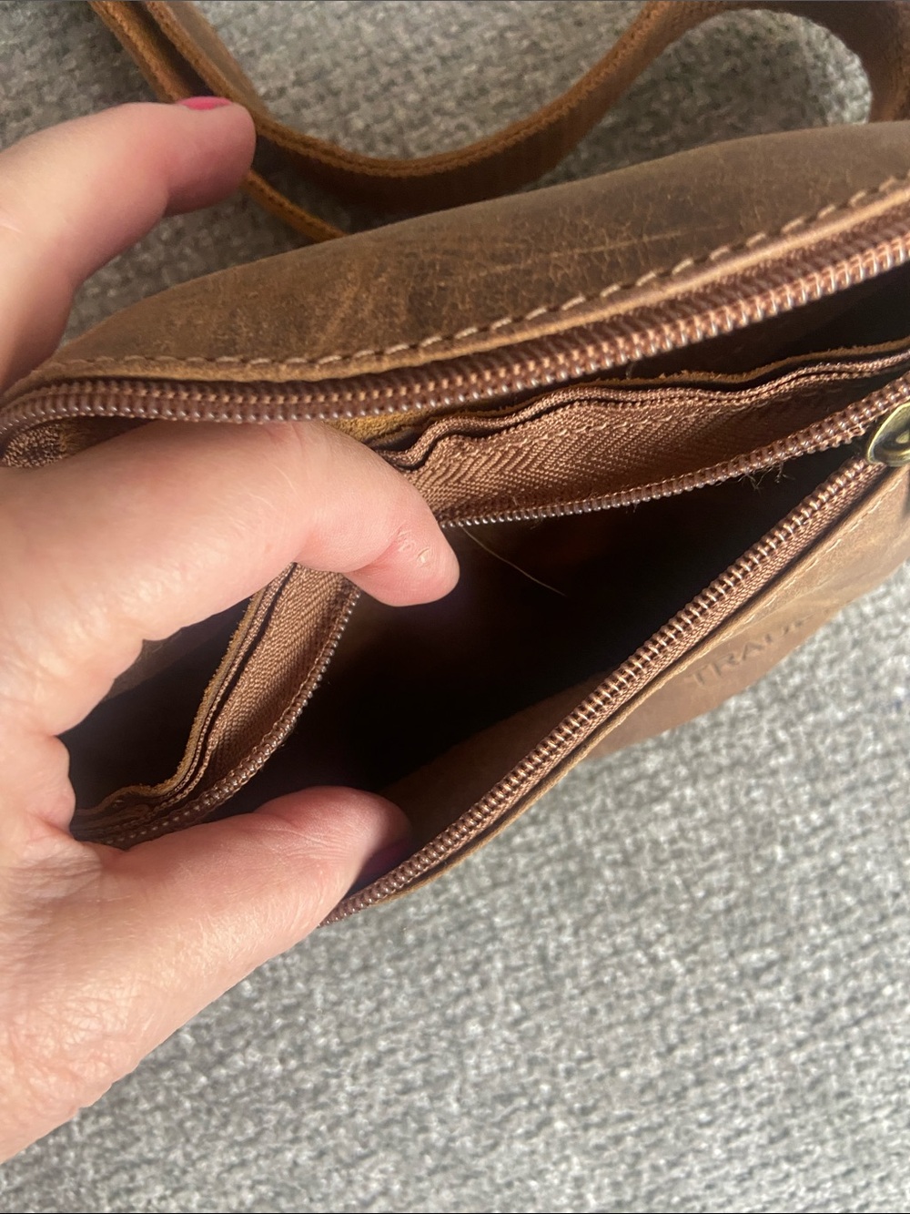 Brown Leather Waist Pack for Men or women - Picture 7 of 9